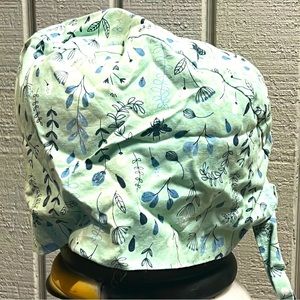 Floral Mint Green & Blue Adjustable Scrub Cap